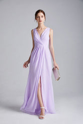 Sexy Split Ruched Lace Up Back Fashion Casual Long Prom Dresses